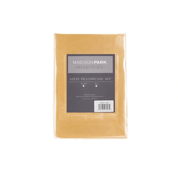 MADISDON PARK ESSENTIALS Satin 2-Piece Gold Microfiber King Luxury 2 PC Pillowcases