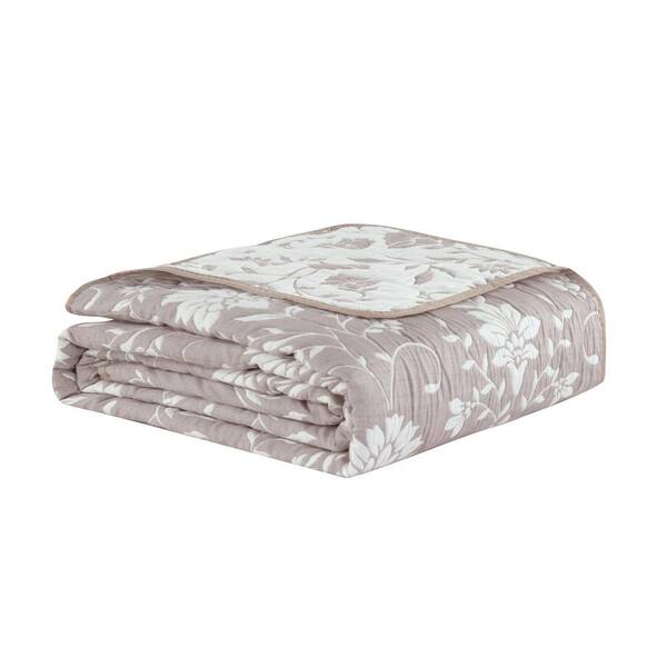 CEDAR COURT Jasper 3-Piece Taupe Soft Matelasse Jacquard Cotton Blend ...