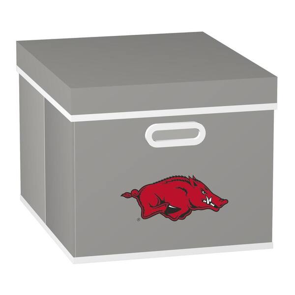 MyOwnersBox College STACKITS University of Arkansas 12 in. x 10 in. x 15 in. Stackable Grey Fabric Storage Cube