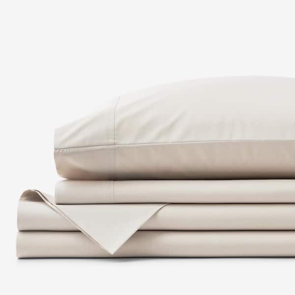 The Company Store 4-Piece Oatmeal Solid 400-Thread Count Supima Cotton Percale Full Sheet Set