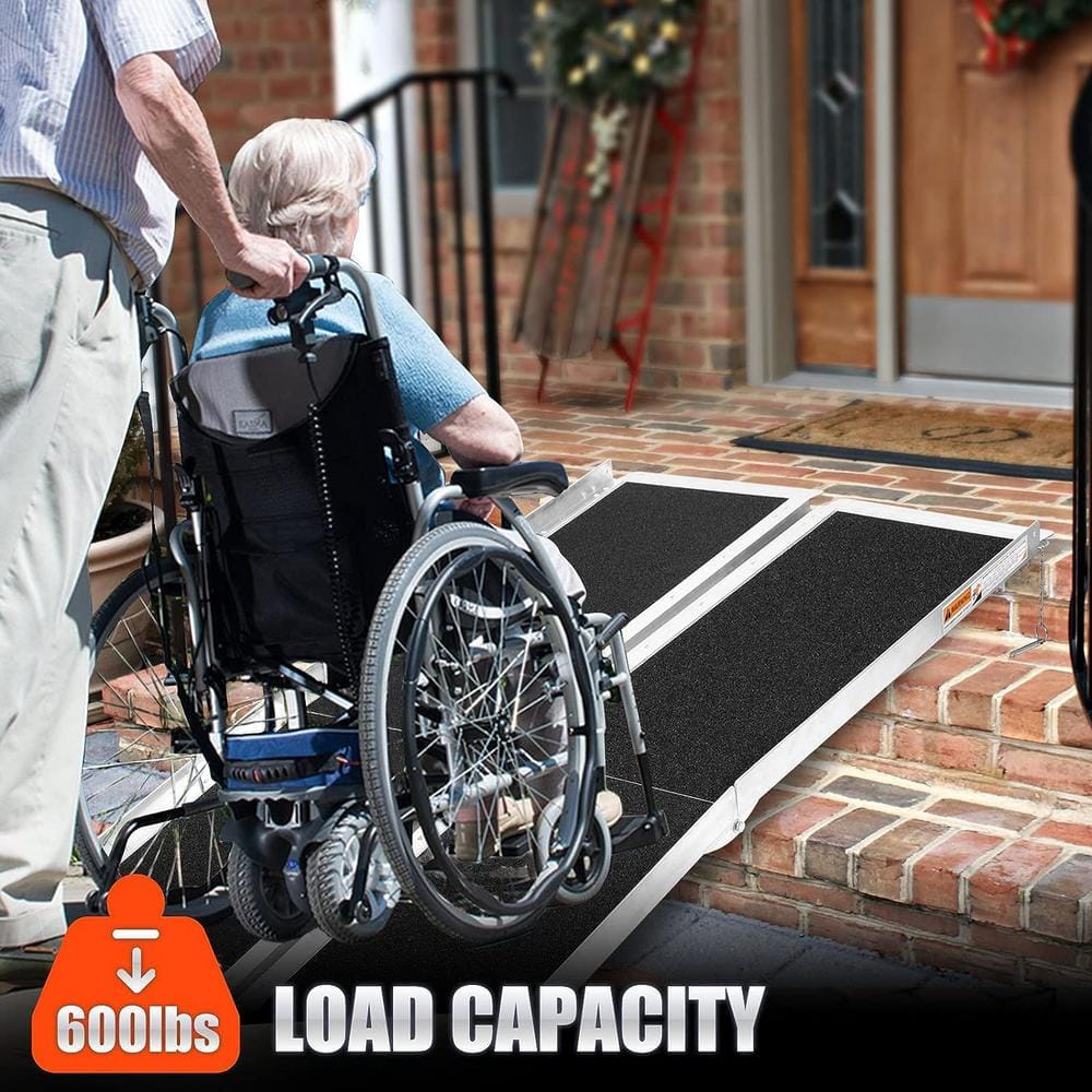 8 Ft. Wheel Chair Ramp Aluminum Threshold Ramp Portable and Foldable 600 Po