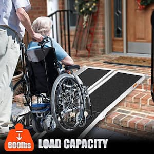 8 Ft. Wheel Chair Ramp Aluminum Threshold Ramp Portable and Foldable 600 Pound Capacity Non-Skid Surface