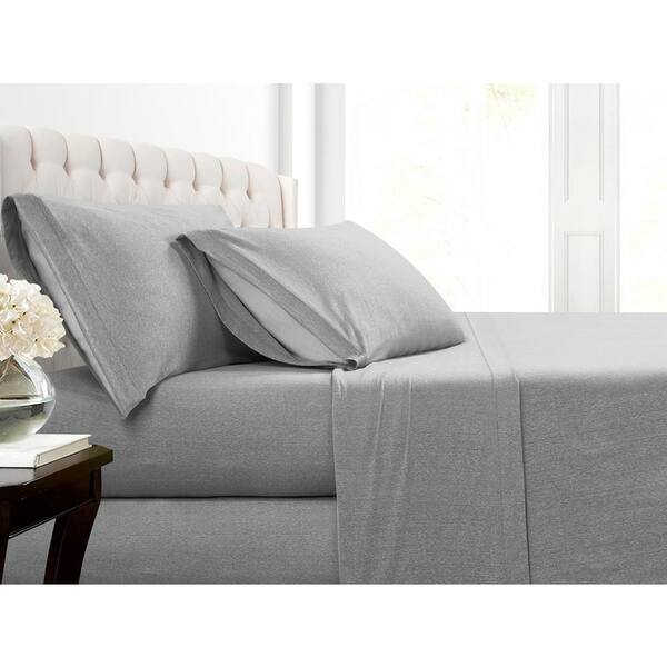grey bed sheets and pillowcases