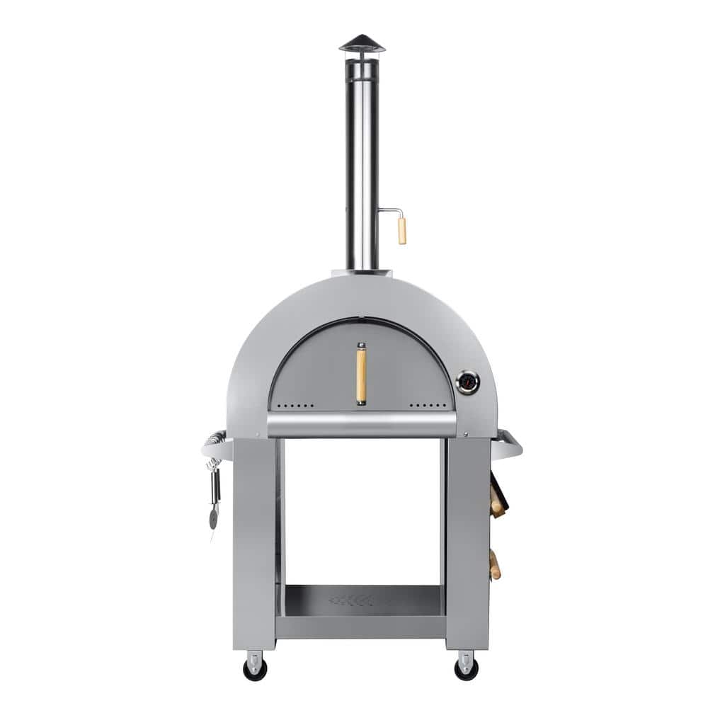 32 in. Wood Fired Outdoor Pizza Oven in Stainless-Steel