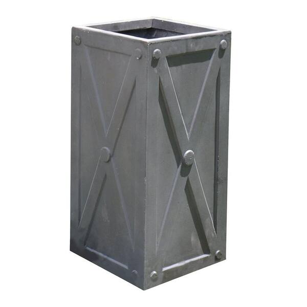 Napa 21 in. X Frame Antique Grey Tall Cube Fiber-Clay Planter