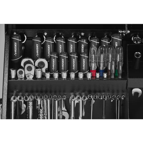 Husky Heavy-Duty 30 in. W x 15 in. D Black Steel Portable Triangle Top Chest for Sockets, Wrenches and Screwdrivers