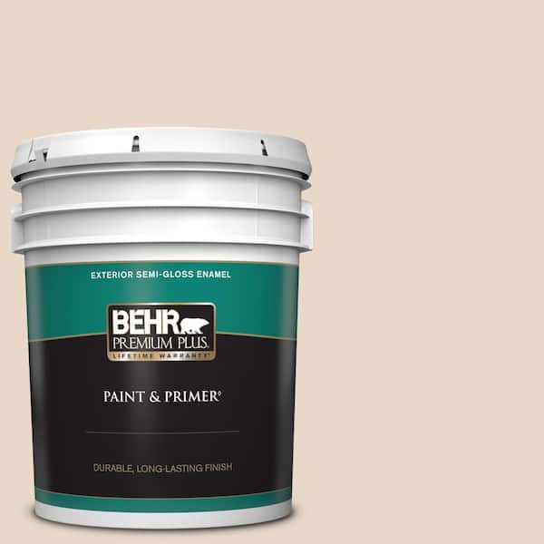 BEHR PREMIUM PLUS 5 gal. #ECC-59-2 Siesta Tan Semi-Gloss Enamel Exterior Paint & Primer