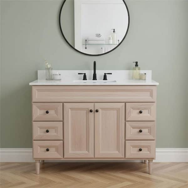 Ryansbrook 49 in. Single Sink Champagne Brown Freestanding Bath Vanity with Mineral White Quartz Top Assembled