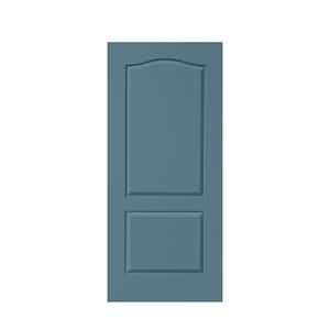 36 in. x 80 in. Dignity Blue Stained Composite MDF Hollow Core 2 Panel Arch Top Interior Door Slab For Pocket Door