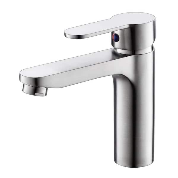 Single-Handle Single Hole Bathroom Sink Faucet in Brushed Nickel