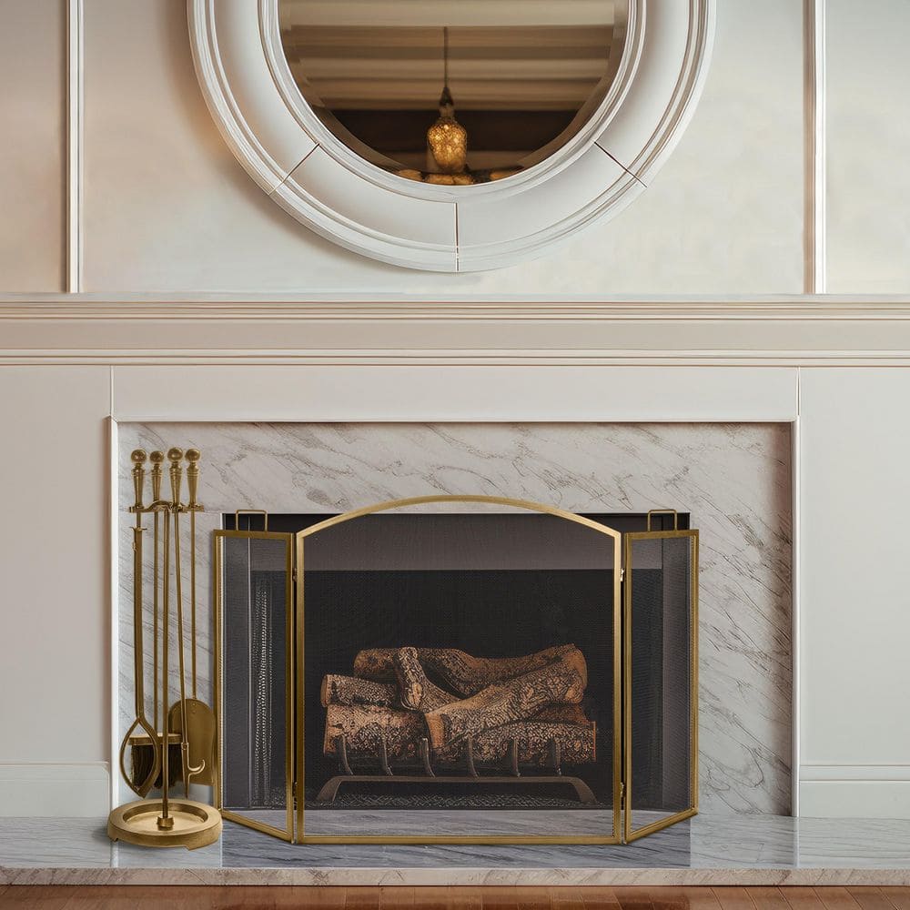 ENNA 5-Piece Matte Gold Fireplace Tool Set with Ball Handles T2527MG