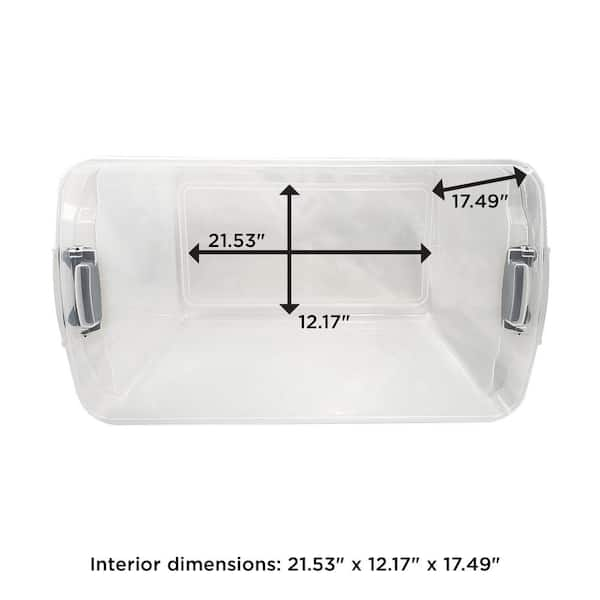 HOMZ 64 Qt. Latching Clear Storage Container with Gray Handles (2 Pack)  3441CLGREC.02 - The Home Depot