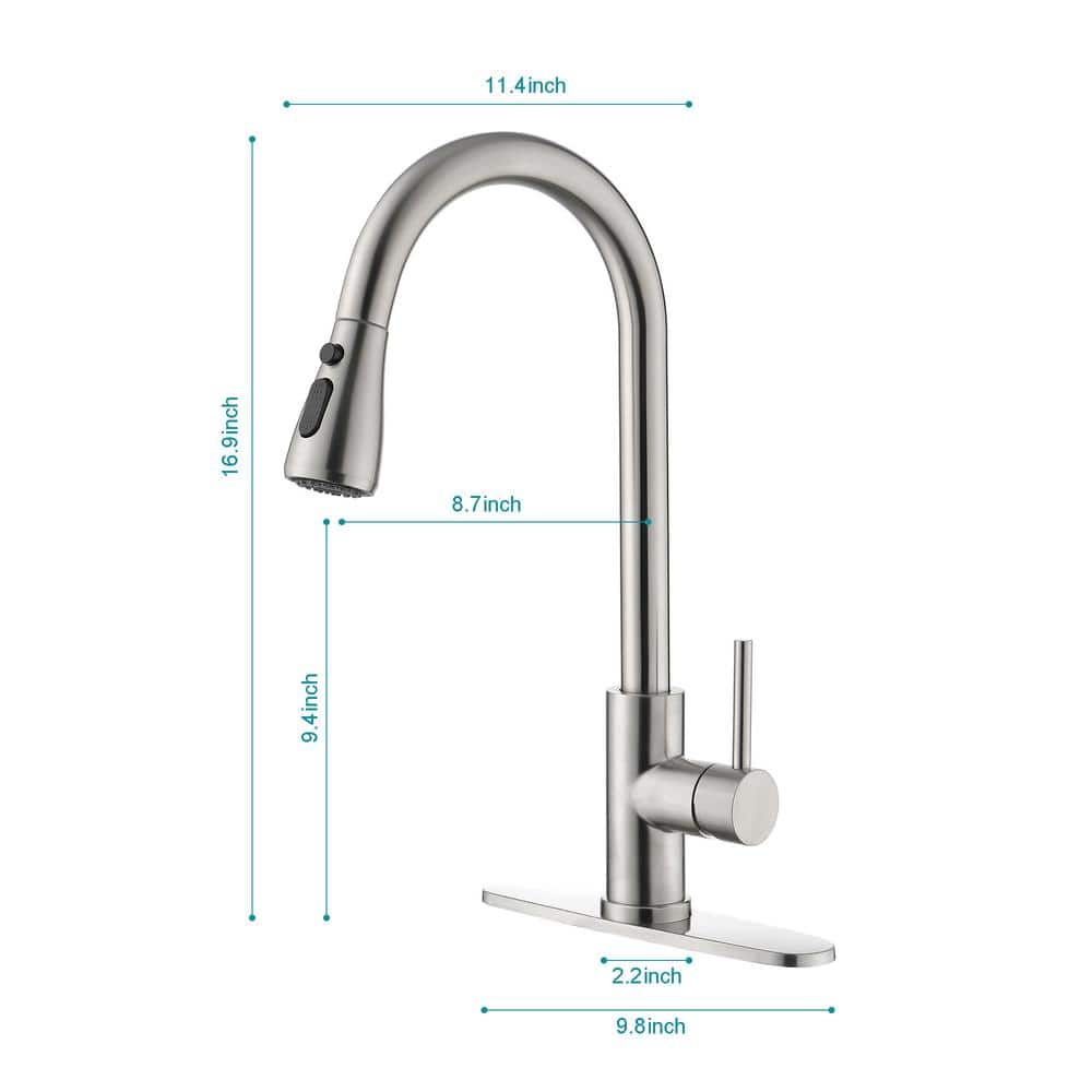 Brushed Nickel Single Handle Pull-Out Spray Kitchen Faucet