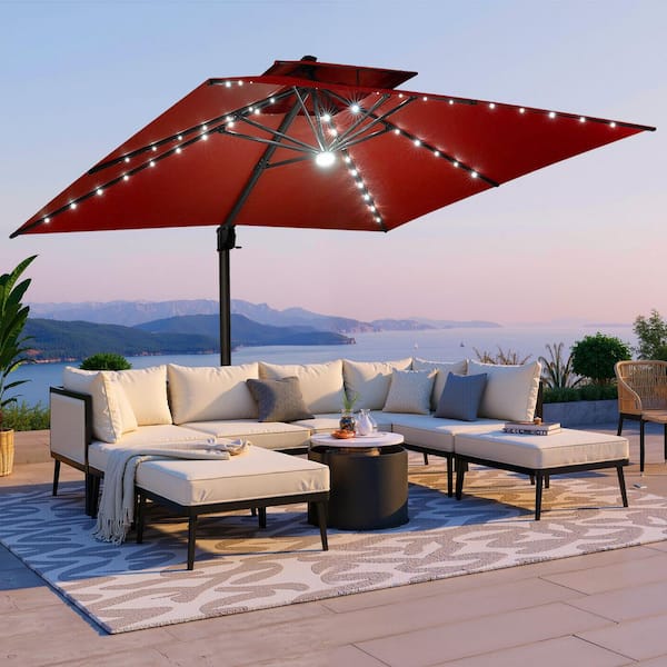11 foot solar led patio umbrella PURPLE LEAF 11ft Round Outdoor with Lights, Umbrella with Lights, Grey You add a lot of pizazz to your backyard with a simple addition of this outdoor umbrella. 11 ft Outdoor Double Top