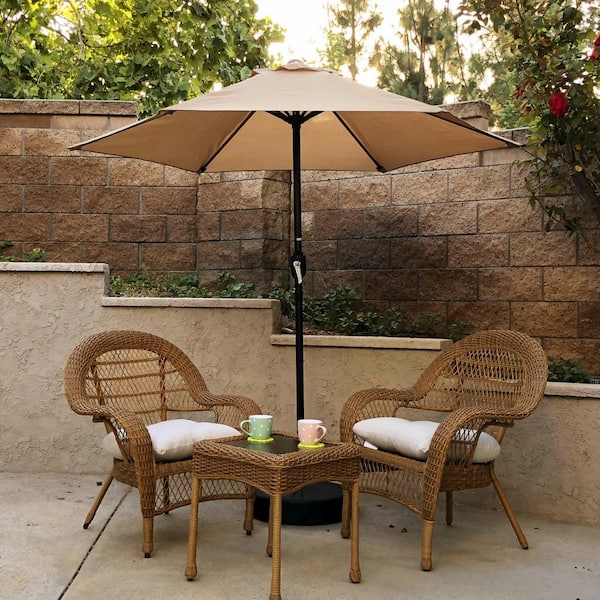 Maypex 7.5 ft. Steel Crank Market Patio Umbrella in Tan