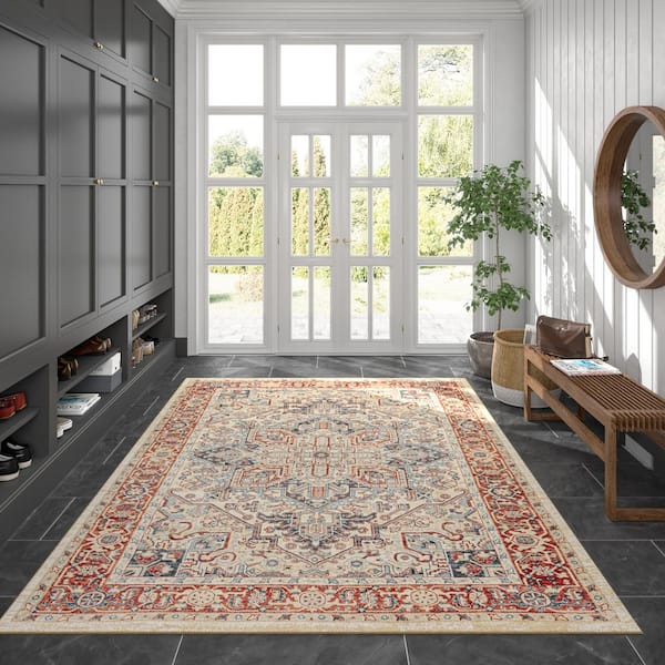 5x8 Modern Cream Area Rugs for Living Room, Bedroom Rug