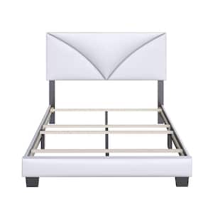 Cornerstone White Faux Leather Full Size Upholstered Bed Frame with Headboard