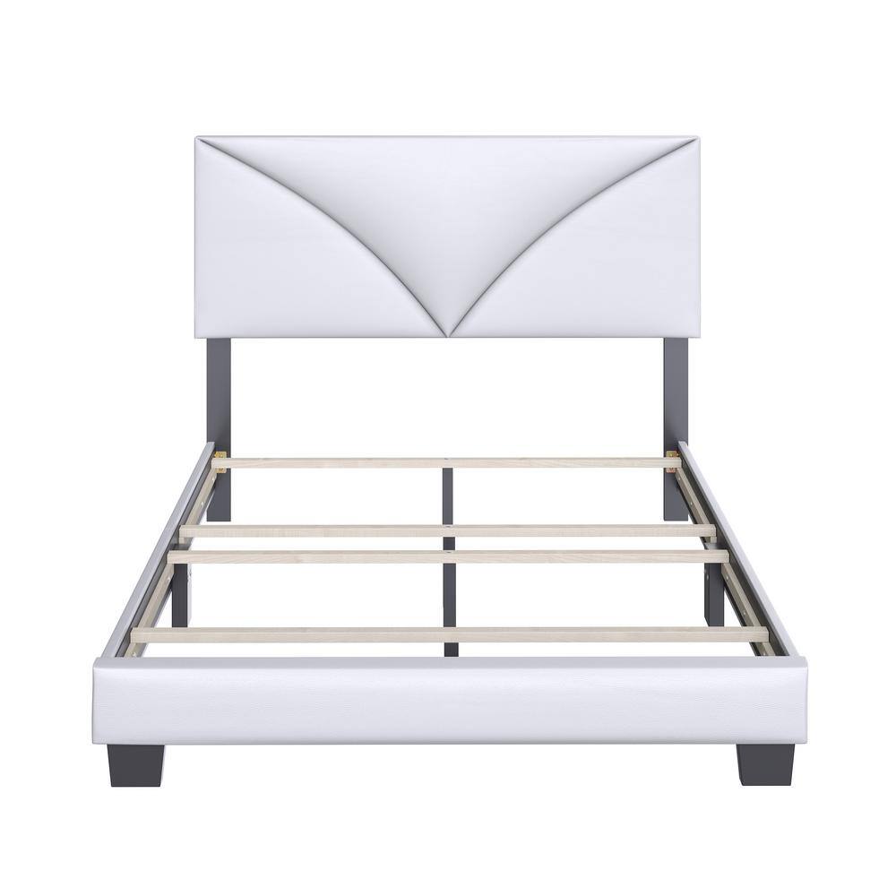 Cornerstone White Faux Leather Twin Upholstered Bed Frame with Headboard