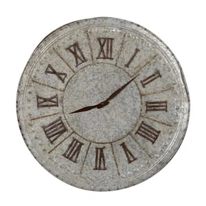 20" Roman Numeral Clock - Antique Silver, Gold