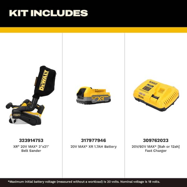 20V Lithium-Ion Cordless Belt Sander with 20V MAX POWERSTACK Compact Battery Starter Kit