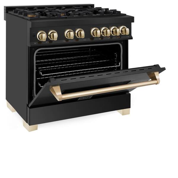 zline 36 dual fuel range black stainless