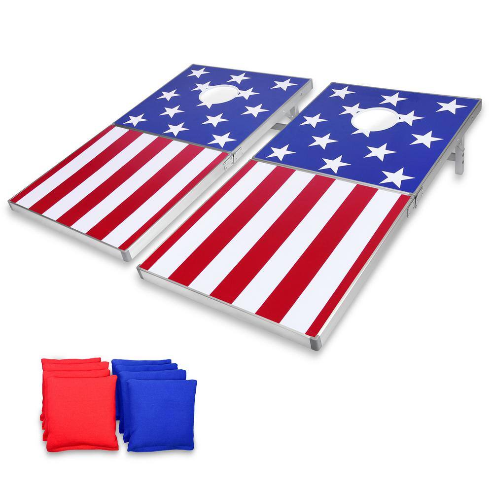 JODELA Cornhole Game Premium American Flag 3x2 Cornhole Sets,Great for Indoor & Outdoor Play,Cornhole Boards Includes Set of 8 Cornhole Bean Bags &Travel Case 