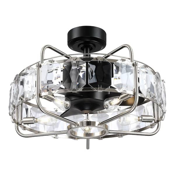 22.8 in. Indoor Matte Black Caged Bladeless Ceiling Fan with Light Kit and Remote Control