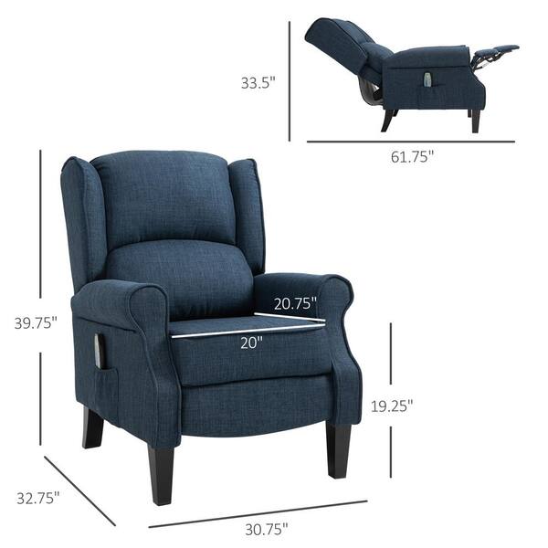 blue suede recliner chair