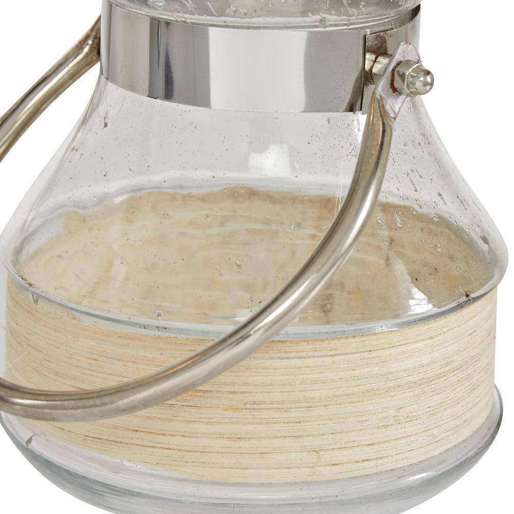Clear Glass Hanging Candle Lantern with Metal Handle