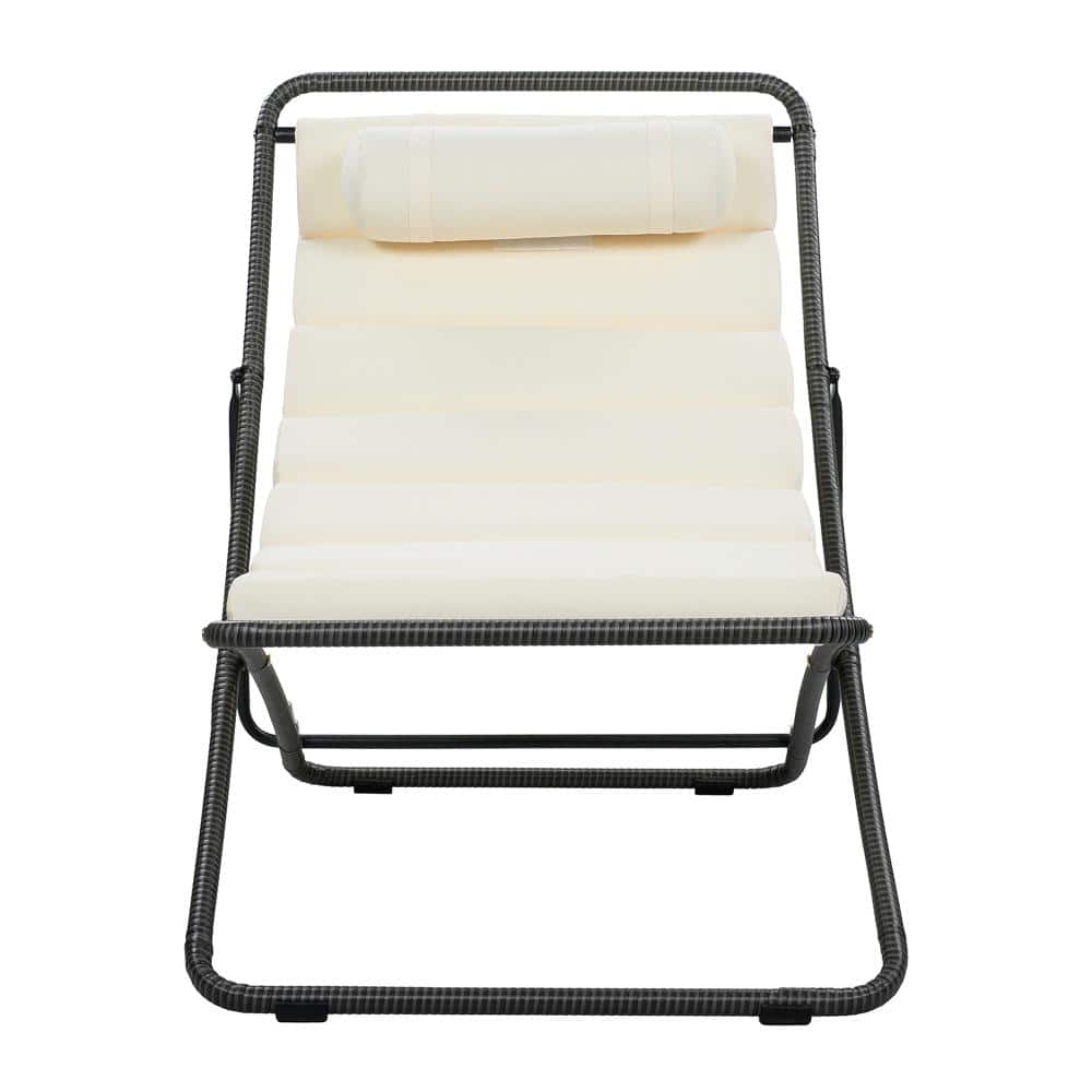 2-Pieces Outdoor Folding Lounge Chair,with beige Cushion and Detachable Headrest,Adjustable Backrest price history on PriceWatchPro