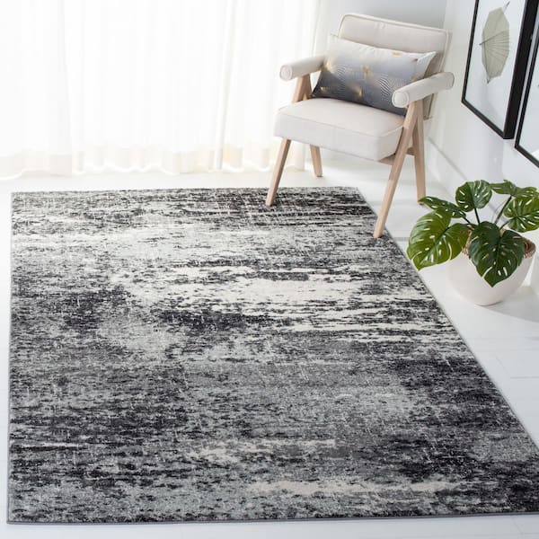 Evoke Ivory/Dark Gray 9 ft. x 12 ft. Solid Area Rug