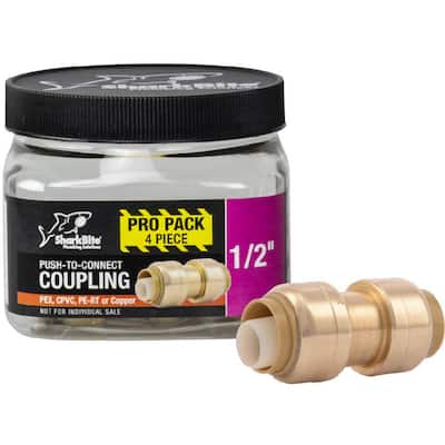 1/2 in. Push-to-Connect Brass Coupling Fitting Pro Pack (4-Pack)