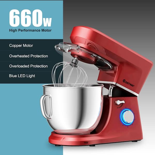 Costway 550W 4.3 qt. . 6-Speed Red Stainless Steel Stand Mixer with  Tilt-Head EP24759RE - The Home Depot