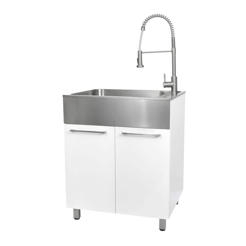 Presenza All-in-One Laundry Sink Cabinet with Stainless Steel Sink and Faucet