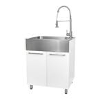 All-in-One 28 in. x 22 in. x 33.8 in. Stainless Steel Drop-In Sink and Cabinet with Faucet in White