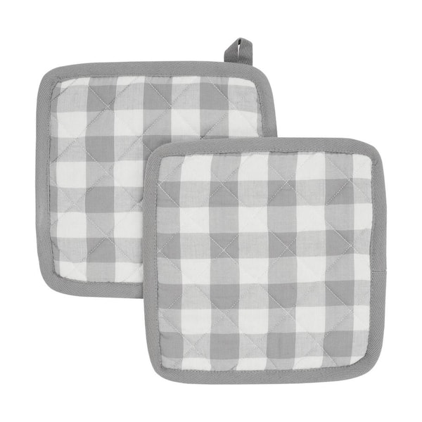 VHC BRANDS Annie Cotton Gray Pot Holder (2-Pack)