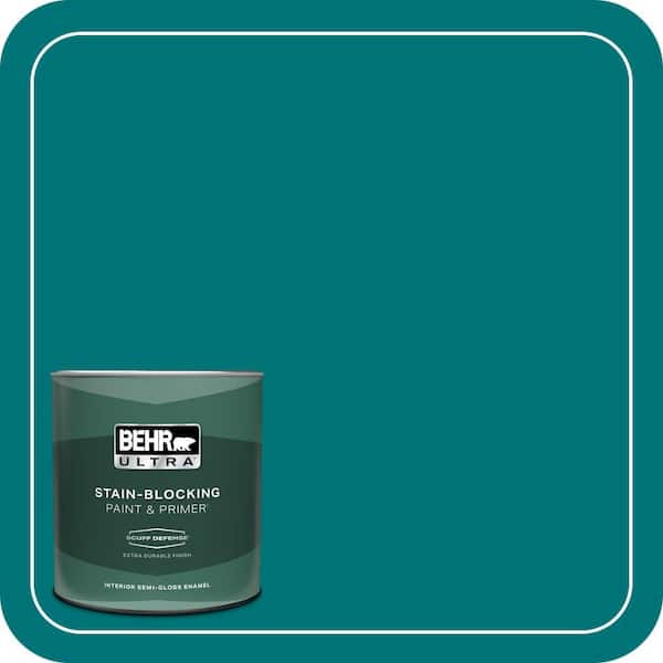 BEHR ULTRA 1 qt. #T15-3 Essential Teal Extra Durable Semi-Gloss Enamel Interior Paint & Primer