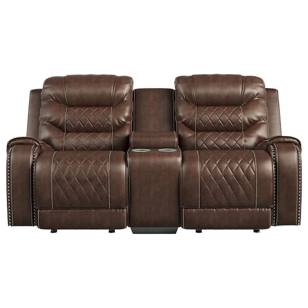 EVERGLADE HOME Bergen 77.5 in. Round Arm Microfiber Straight in Brown
