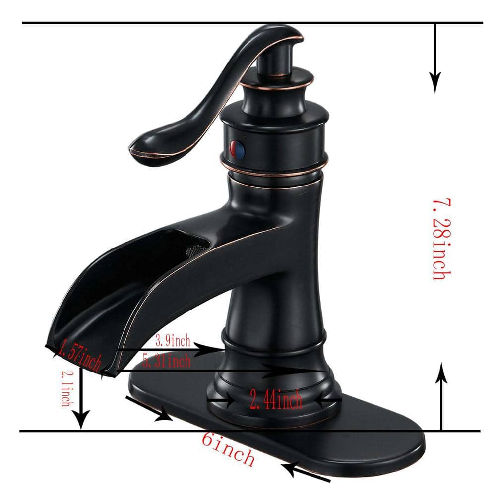 Oil Rubbed Bronze Single Handle Waterfall Bathroom Faucet with Deckplate