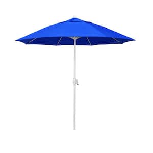 7.5 ft. Matted White Aluminum Market Patio Umbrella Fiberglass Ribs and Auto Tilt in Pacific Blue Pacifica Premium