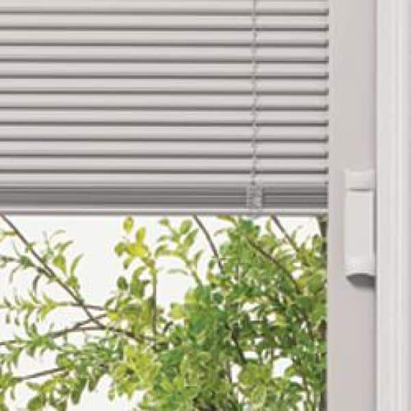 Masonite 36 in. x 80 in. Premium Clear 1/2-Lite Mini-Blind Left Hand Inswing Primed Steel Prehung Front Exterior Door