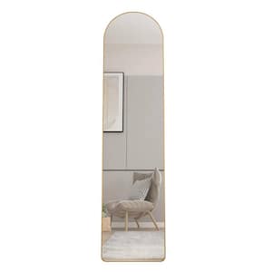 14.2 in. W x 57.5 in. H Golden Metal Frame Full-Length Floor Standing Mirror, Wall Mounted Mirror