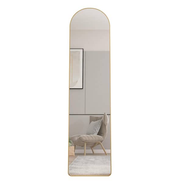 Polibi 14.2 in. W x 57.5 in. H Golden Metal Frame Full-Length Floor Standing Mirror, Wall Mounted Mirror
