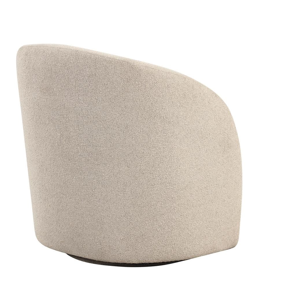 Khaki Velvet Barrel Swivel Accent Chair with Wood Frame