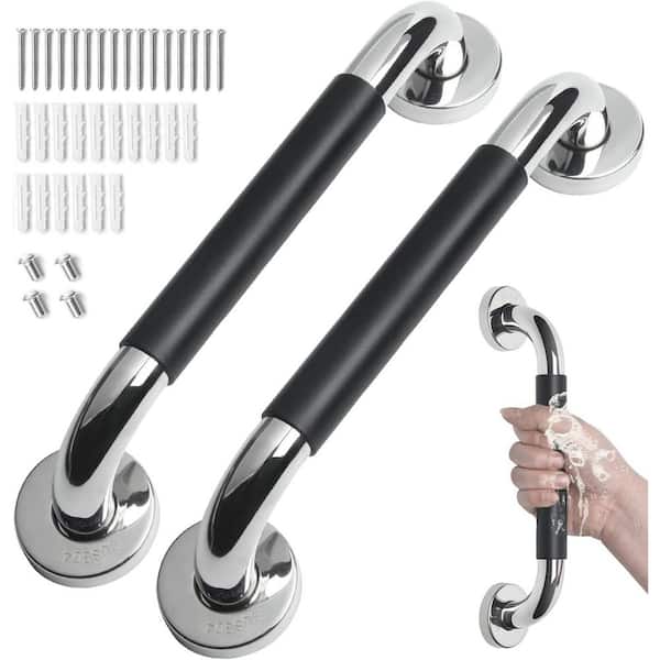 2 Pack 12 Inch Anti Slip Handicap Bathroom Grab Bars Safety Shower Handles for Seniors Stainless Steel