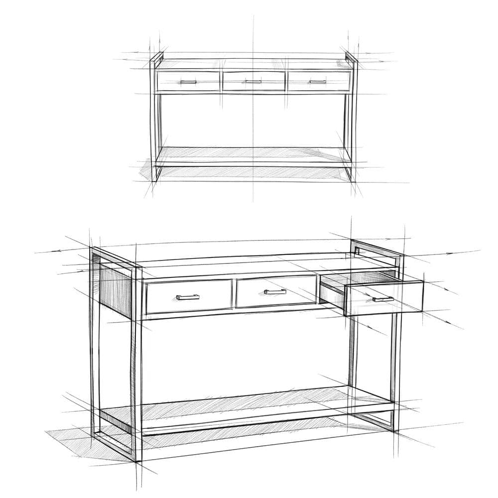 Riverside 54.5'' Rustic Industrial Solid Mango Wood Console Table with Storage