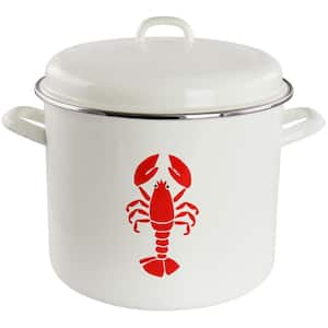 16 qt. Enamel on Steel Nonstick Stick Lobster Stock Pot in Cream with Lid