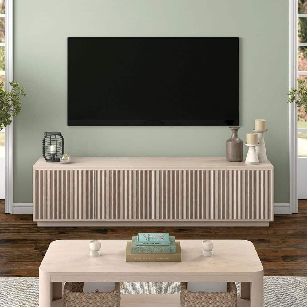 Hanson 78.5 in. Alder White TV Stand Fits TV's up to 85 in.