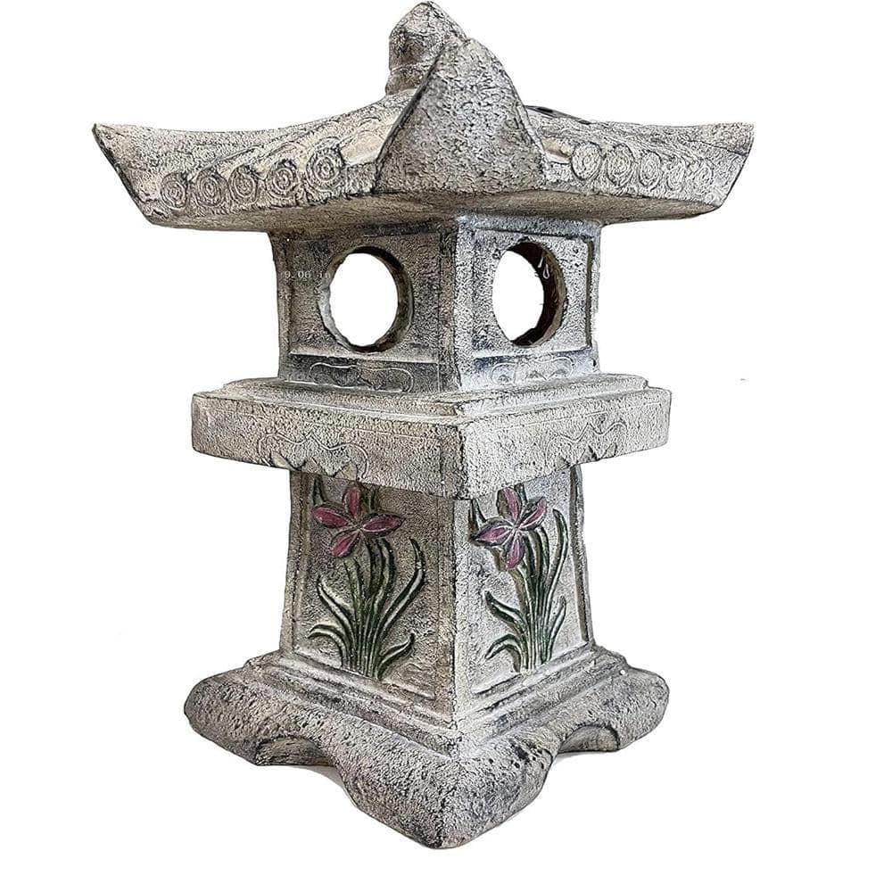 Asian Orchid Pagoda Statue Miniature Tower Lantern Garden