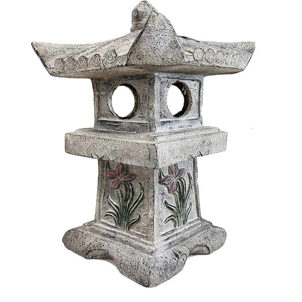 Asian Orchid Pagoda Statue Miniature Tower Lantern Garden